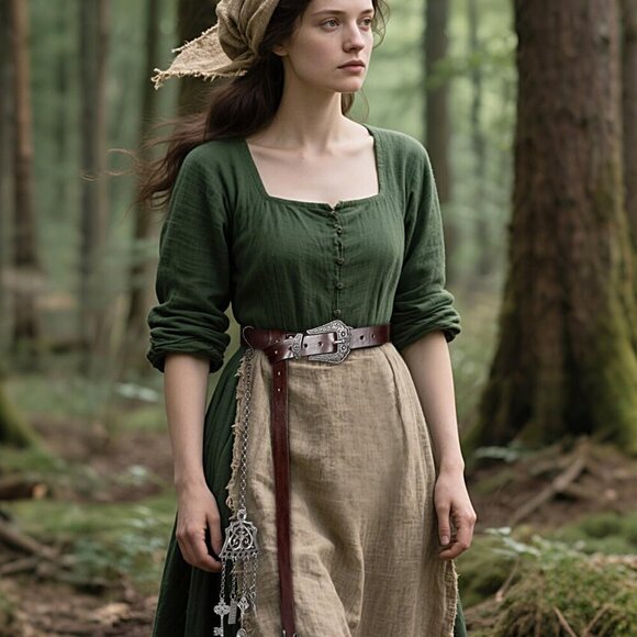 Viking Leather Belt with Hanging Chain Medieval Cosplay Renaissance Costume - Picture 4 of 9